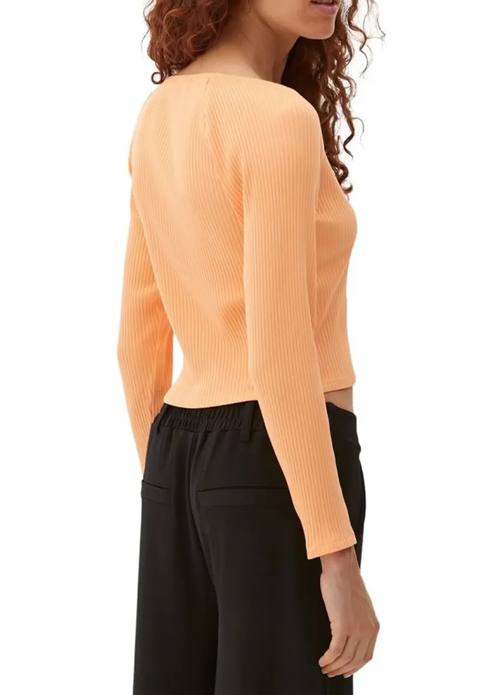 QS designed by Longsleeve mit Rippstruktur orange, blau S13 2127640