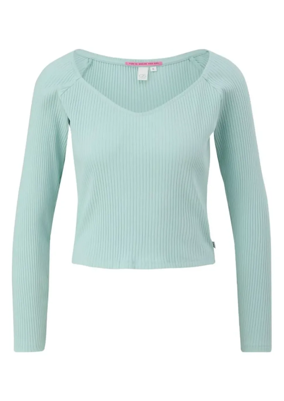 QS designed by Longsleeve mit Rippstruktur orange, blau S13 2127640