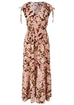 QS designed by Maxi-Kleid aus Viskose orange S23 2124787