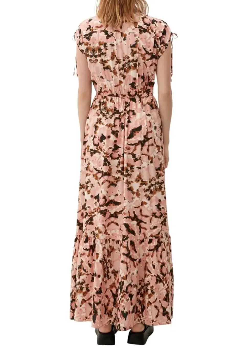QS designed by Maxi-Kleid aus Viskose orange S23 2124787