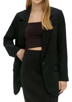 QS designed by Oversize Blazer mit Pattentaschen schwarz / beige S15  2140895