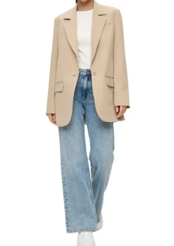 QS designed by Oversize Blazer mit Pattentaschen schwarz / beige S15  2140895