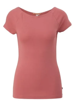 QS designed by Shirt aus Baumwollstretch weiß, orange, schwarz S13  2131449