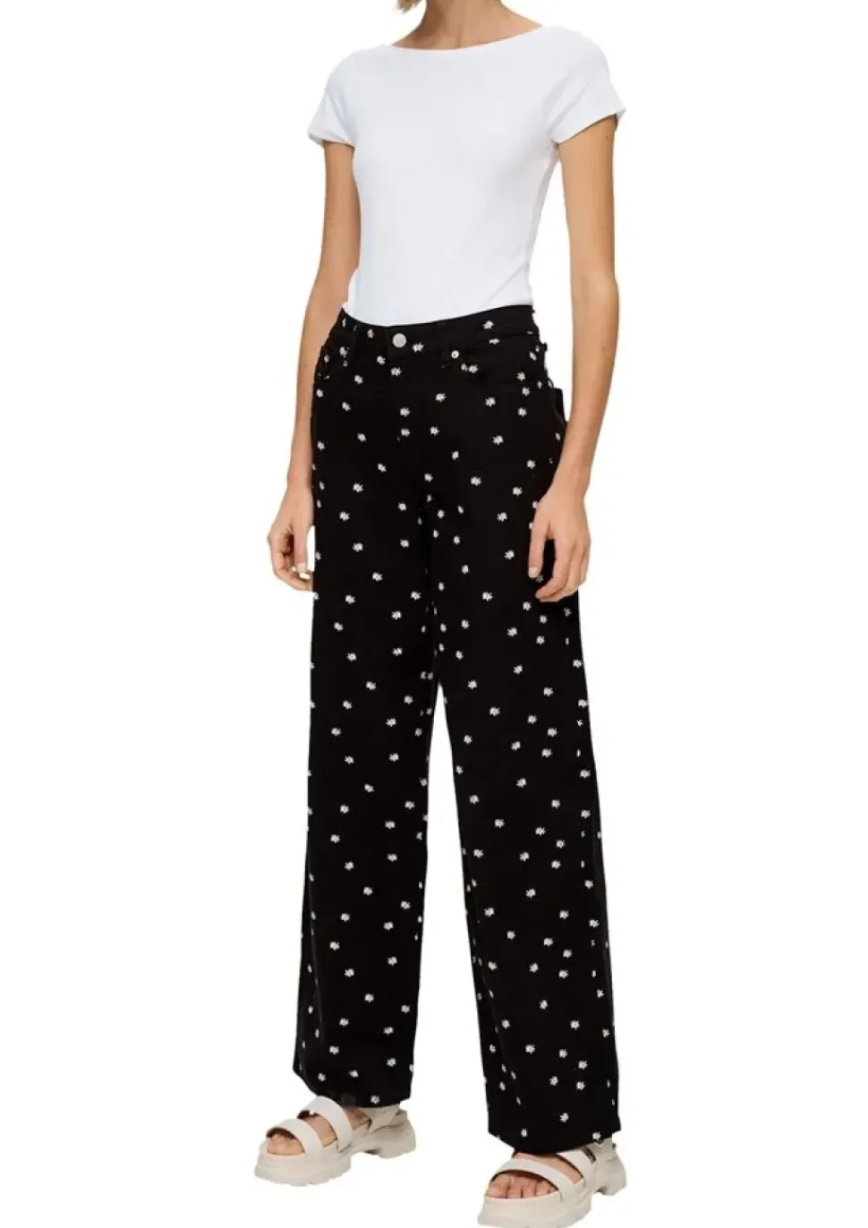 QS designed by Shirt aus Baumwollstretch weiß, orange, schwarz S13 2131449