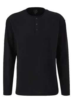 QS designed by Shirt in Flammgarnstruktur braun, schwarz S22  2124127