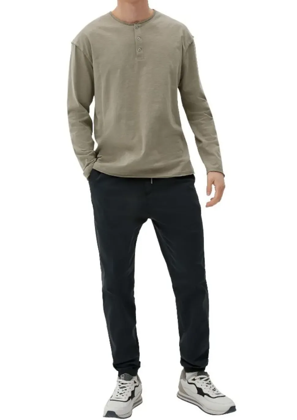QS designed by Shirt in Flammgarnstruktur braun, schwarz S22 2124127