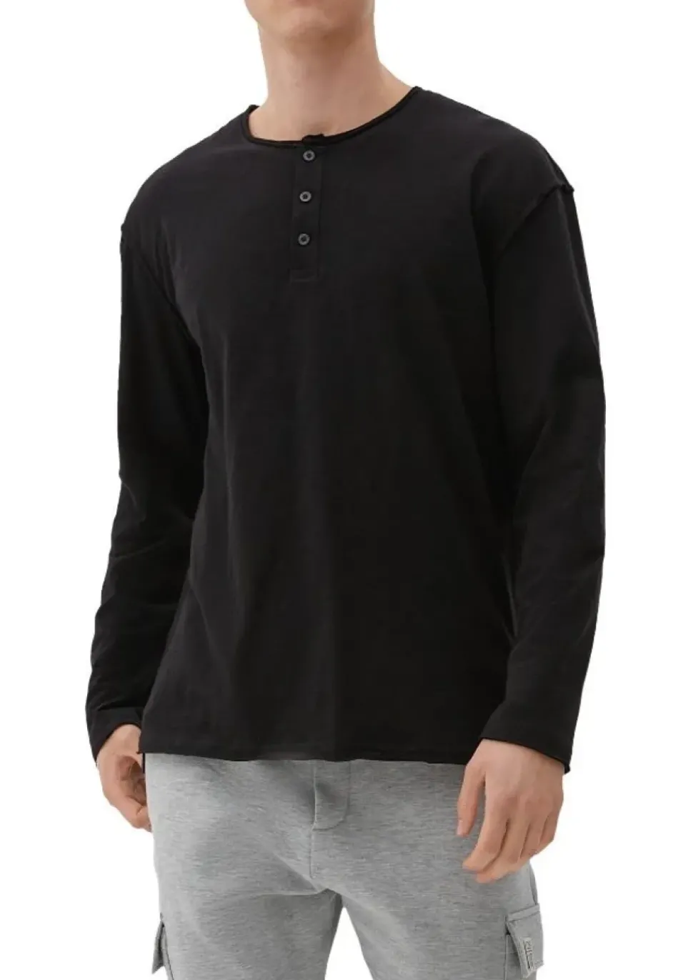 QS designed by Shirt in Flammgarnstruktur braun, schwarz S22 2124127