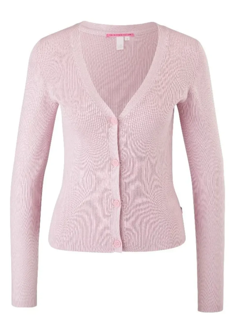 QS designed by Strickjacke aus Viskosemix schwarz, rosa, blau S22 2119007