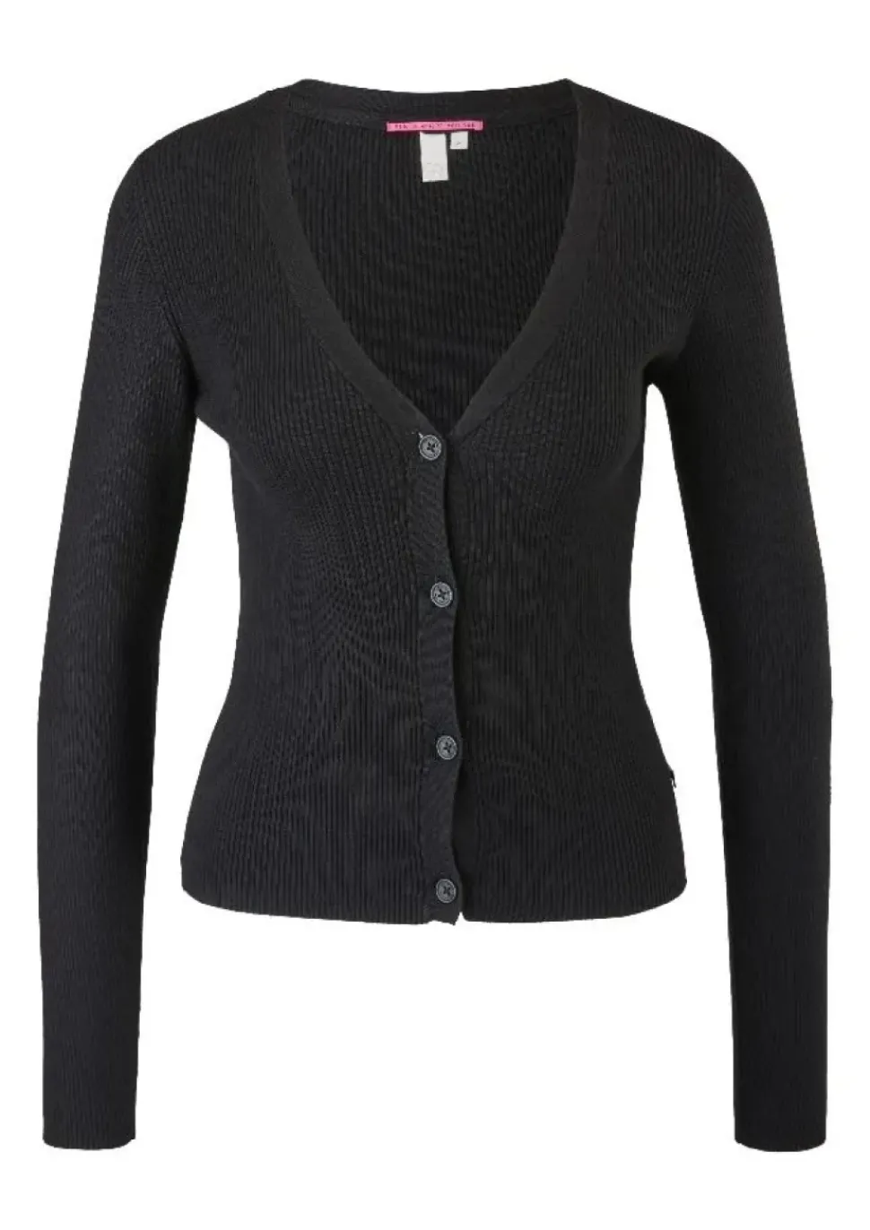 QS designed by Strickjacke aus Viskosemix schwarz, rosa, blau S22 2119007