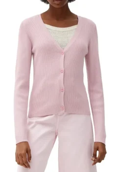 QS designed by Strickjacke aus Viskosemix schwarz, rosa, blau S22 2119007