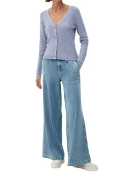 QS designed by Strickjacke aus Viskosemix schwarz, rosa, blau S22 2119007