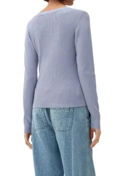QS designed by Strickjacke aus Viskosemix schwarz, rosa, blau S22 2119007