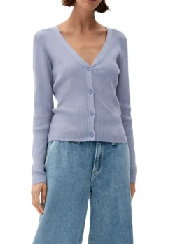 QS designed by Strickjacke aus Viskosemix schwarz, rosa, blau S22 2119007