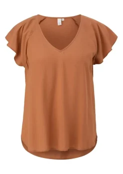QS designed by Viskosebluse mit V-Ausschnitt braun S13  2130779