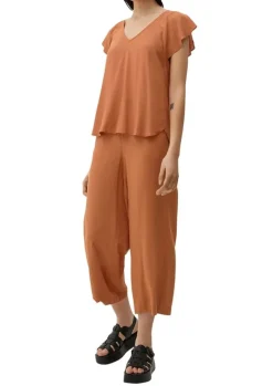 QS designed by Viskosebluse mit V-Ausschnitt braun S13 2130779
