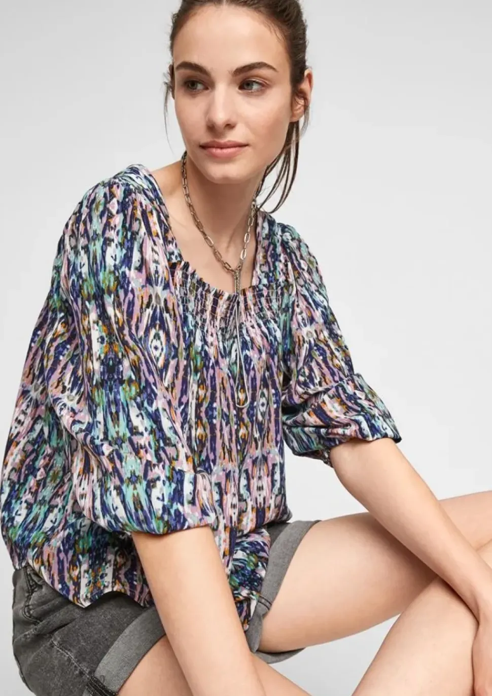 QS designed by Viskosebluse Muster rosa 2100015