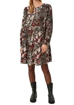 QS designed by Viskosekleid mit Volant schwarz 2105826