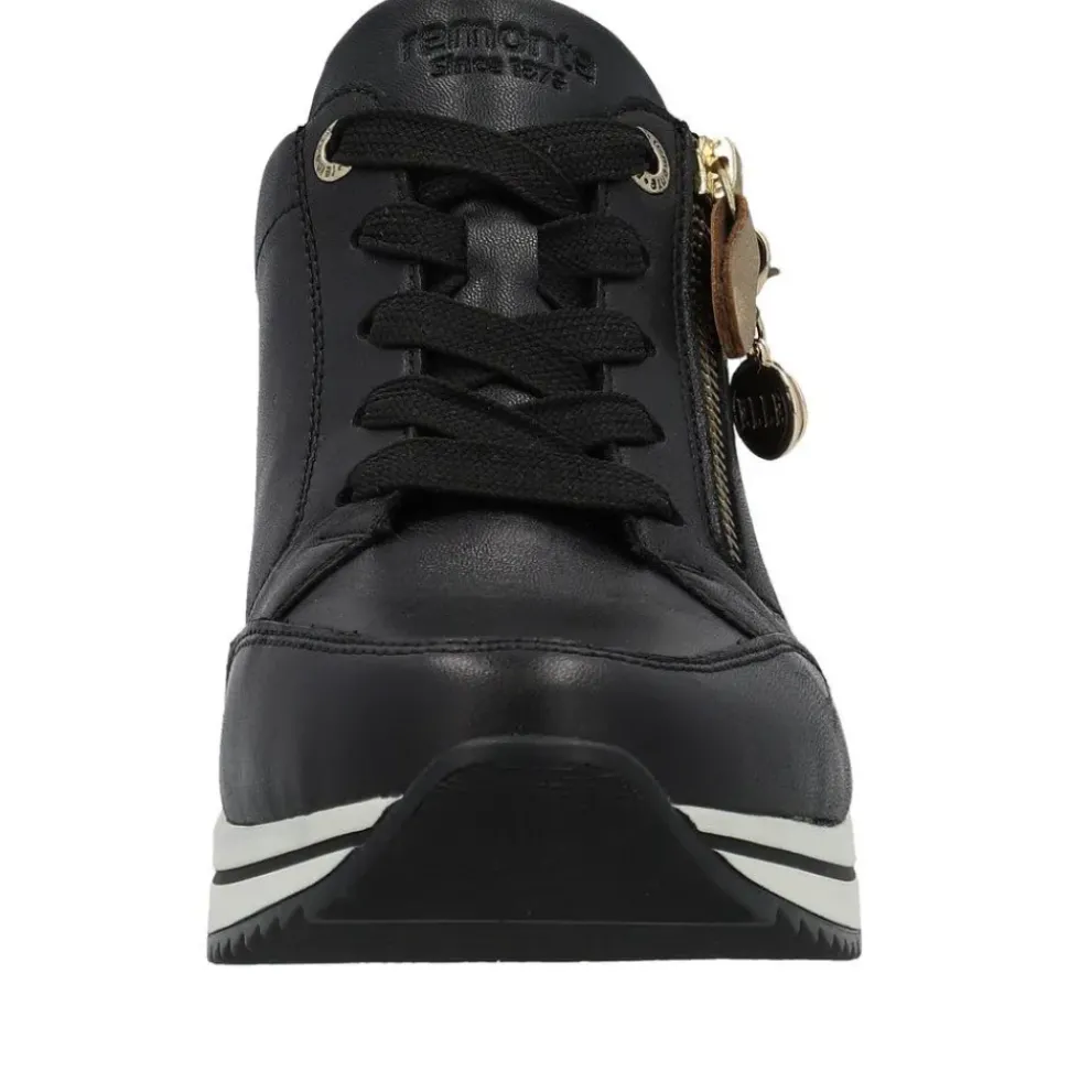 Remonte by ELLE Damen Sneaker Leder Wechselfußbett Keilabsatz schwarz S23 D0T03-01