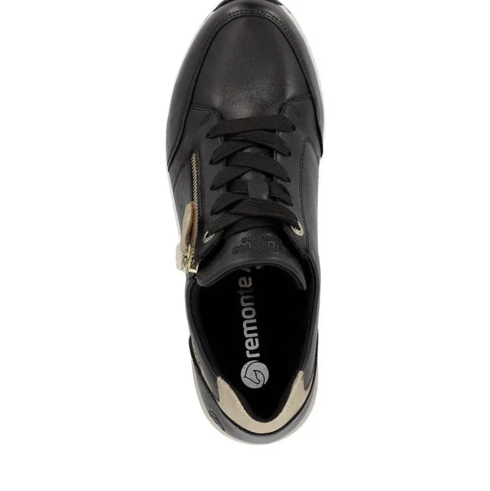Remonte by ELLE Damen Sneaker Leder Wechselfußbett Keilabsatz schwarz S23 D0T03-01