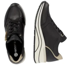 Remonte by ELLE Damen Sneaker Leder Wechselfußbett Keilabsatz schwarz S23 D0T03-01