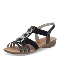 Remonte Damen Sandale Gummizug Schmuckelemente schwarz S14 R3605-02