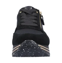 Remonte Damen Schnürschuh Sneaker Plateausohle gestreift Wechselfußbett schwarz S22 D1316-01