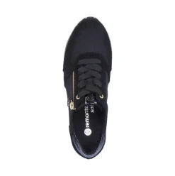 Remonte Damen Schnürschuh Sneaker Plateausohle gestreift Wechselfußbett schwarz S22 D1316-01