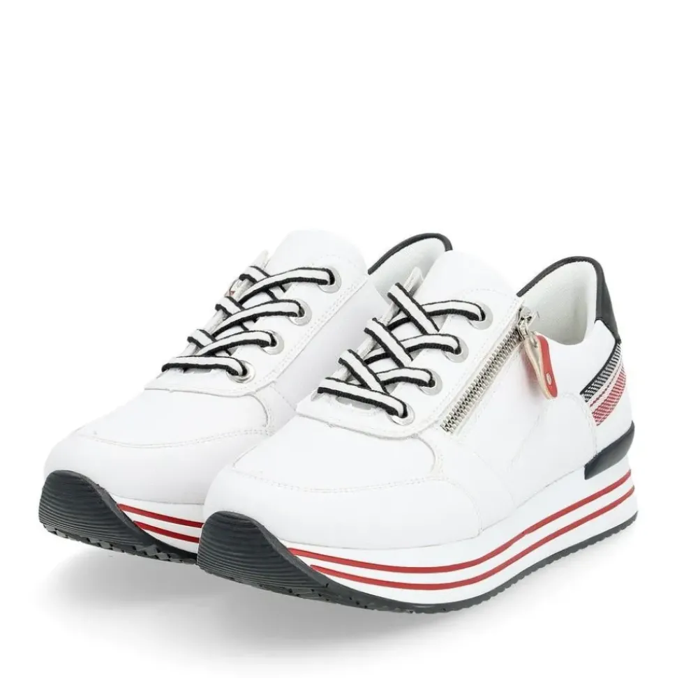 Remonte Damen Sneaker Leder Wechselfußbett Plateausohle weiß S14 D1312-82