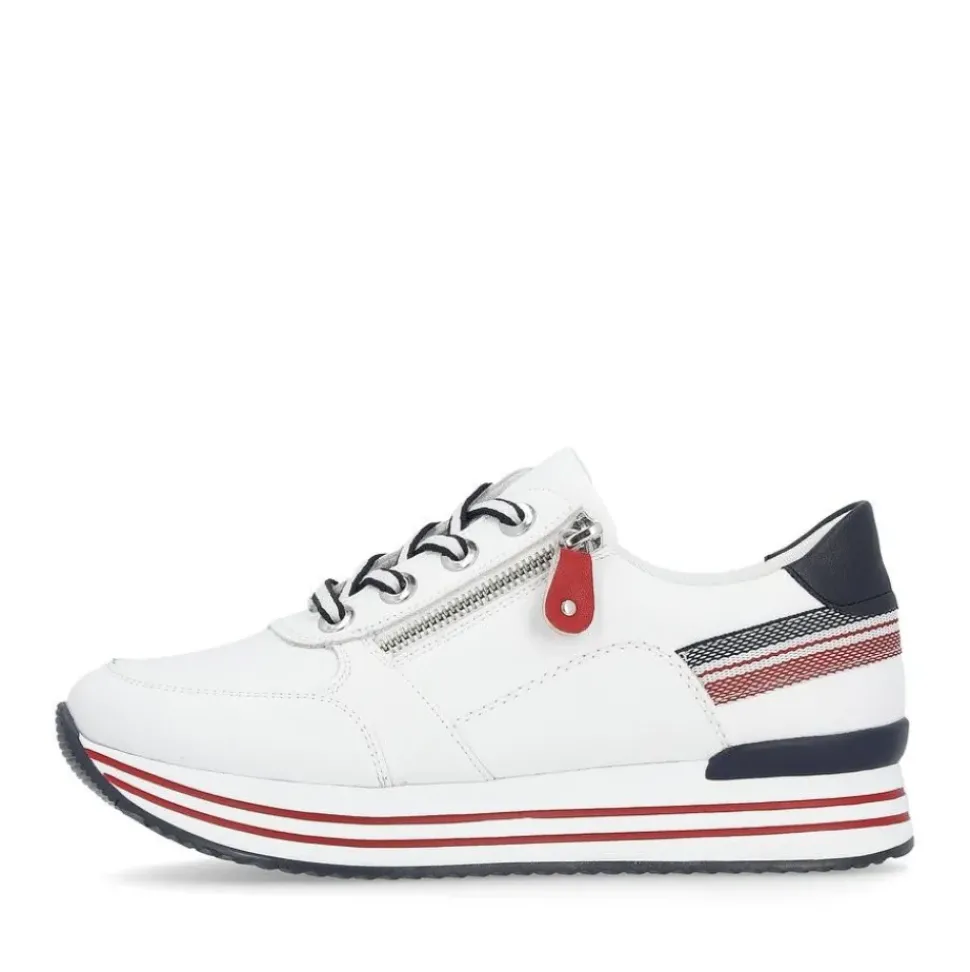 Remonte Damen Sneaker Leder Wechselfußbett Plateausohle weiß S14 D1312-82