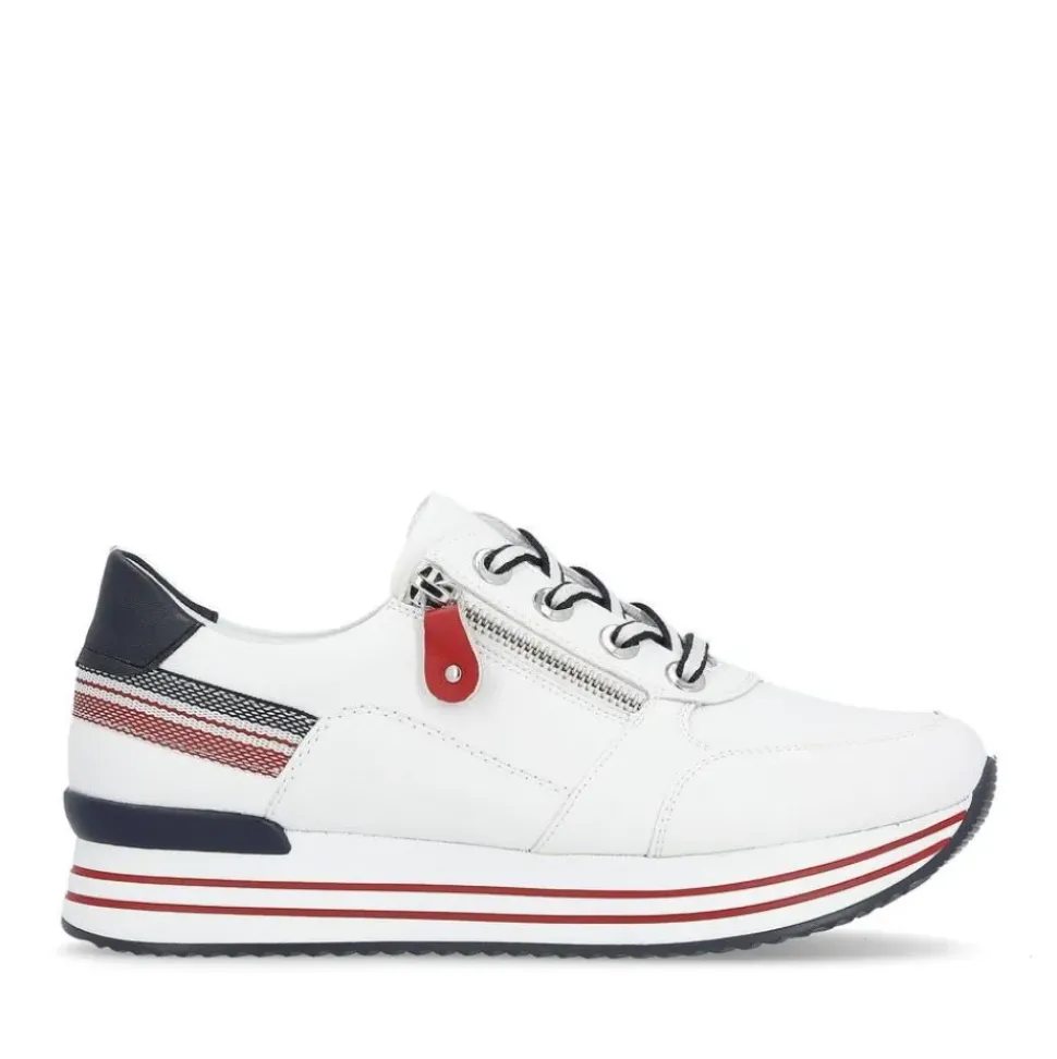 Remonte Damen Sneaker Leder Wechselfußbett Plateausohle weiß S14 D1312-82