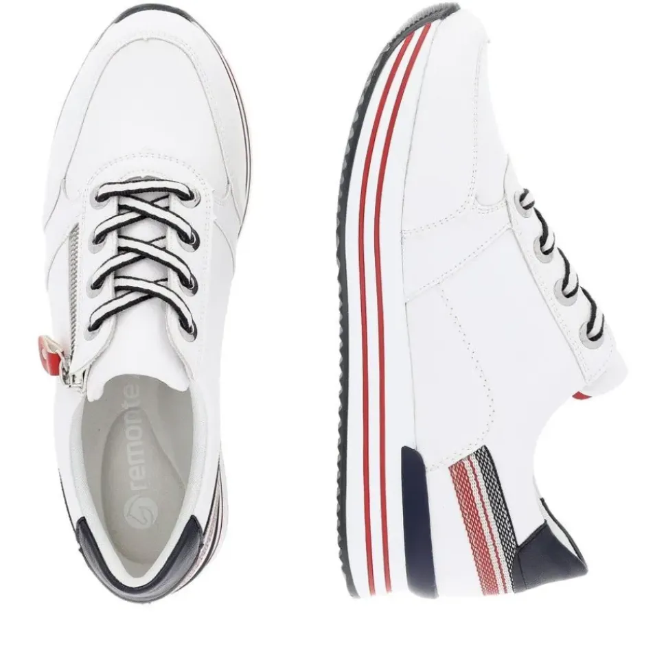 Remonte Damen Sneaker Leder Wechselfußbett Plateausohle weiß S14 D1312-82