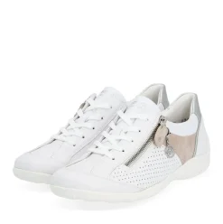 Remonte Damen Sneaker Leder Wechselfußbett metallic weiß S14 R3411-81