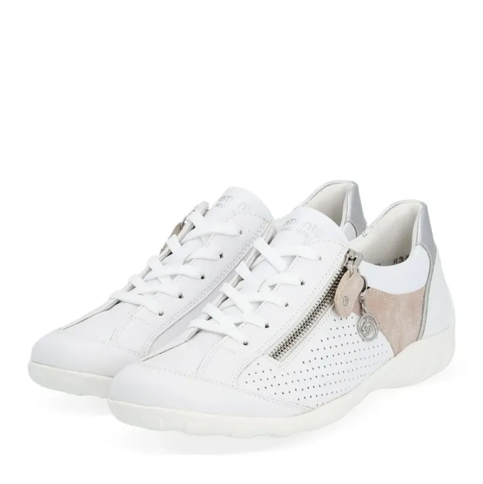 Remonte Damen Sneaker Leder Wechselfußbett metallic weiß S14 R3411-81