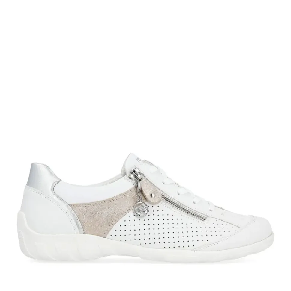 Remonte Damen Sneaker Leder Wechselfußbett metallic weiß S14 R3411-81