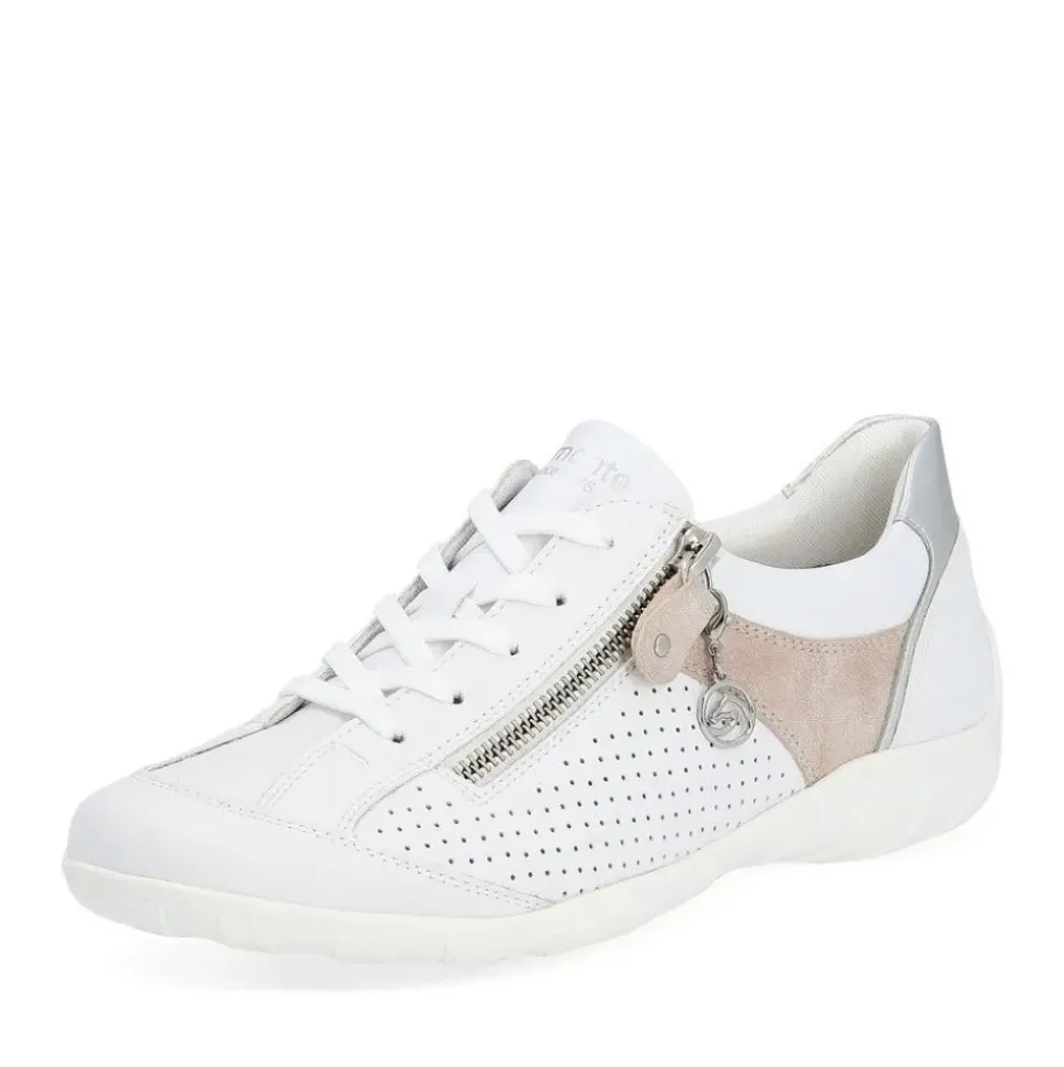 Remonte Damen Sneaker Leder Wechselfußbett metallic weiß S14 R3411-81