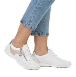 Remonte Damen Sneaker Leder Wechselfußbett metallic weiß S14 R3411-81