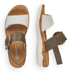 Remonte Sandale Leder Klettverschluss grün weiß R6853-54