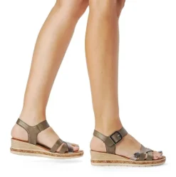 Remonte Sandale Leder Kork Klettverschluss grün D3057-54