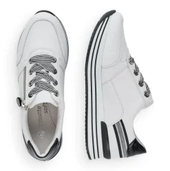 Remonte Sneaker Schnürer Leder Reißverschluss weiss kombi softfoam D1312-80