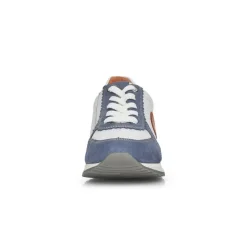 Remonte Sneaker Schnürer Leder blau kombi softfoam Wechselfußbett R2527-15