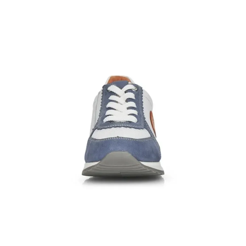 Remonte Sneaker Schnürer Leder blau kombi softfoam Wechselfußbett R2527-15