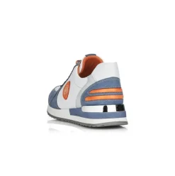 Remonte Sneaker Schnürer Leder blau kombi softfoam Wechselfußbett R2527-15