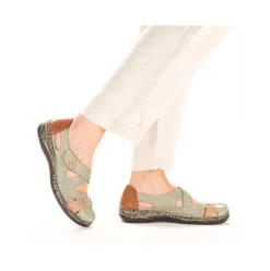 Rieker Antistress Damen Ballerina Klettverschluss Riemchen grün S13 46368-52