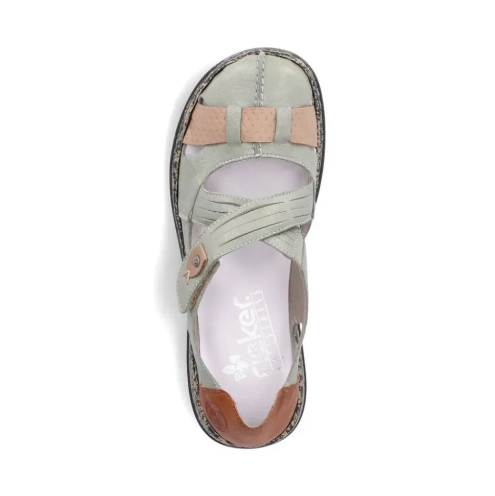 Rieker Antistress Damen Ballerina Klettverschluss Riemchen grün S13 46368-52