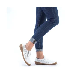 Rieker Antistress Damen Halbschuh Schnürschuh Lochmuster Leder weiß S12  54515-80