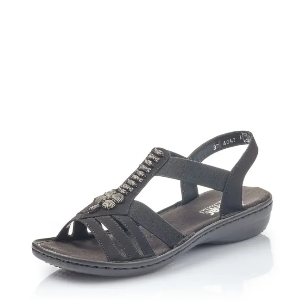 Rieker Antistress Damen Sandale Riemchensandale Gummizug schwarz S13 60806-00
