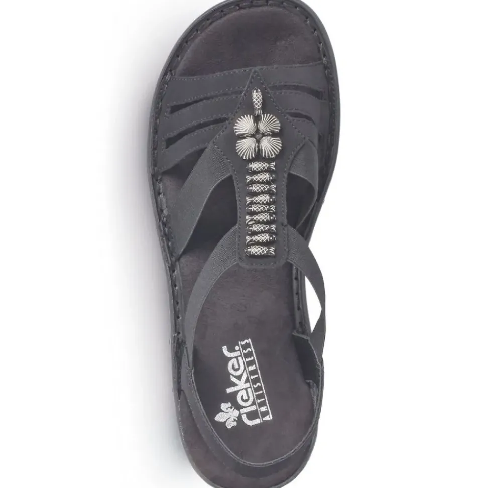Rieker Antistress Damen Sandale Riemchensandale Gummizug schwarz S13 60806-00