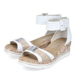 Rieker Antistress Damen Sandalette Keilabsatz Zierschnalle weiß S13 67191-80