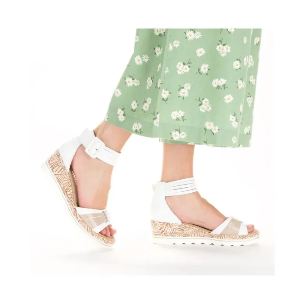 Rieker Antistress Damen Sandalette Keilabsatz Zierschnalle weiß S13 67191-80