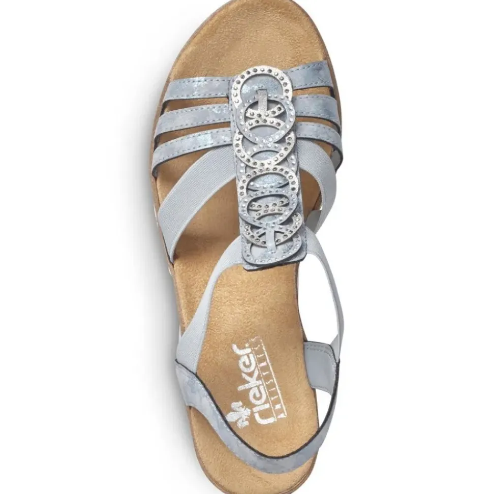 Rieker Antistress Damen Sandalette Keilabsatz Gummizug blau S13 V38H8-12